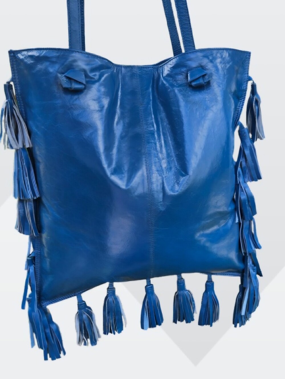 Latico Blue Leather Handbag, LATICO HANDBAG, Latico Tassel Bag